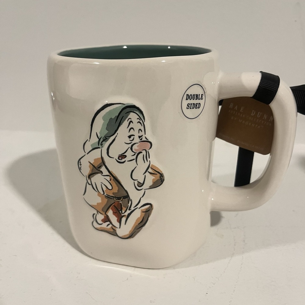 NWT‎ Rae Dunn Disney Double Sided SLEEPY Snow White Ceramic Mug